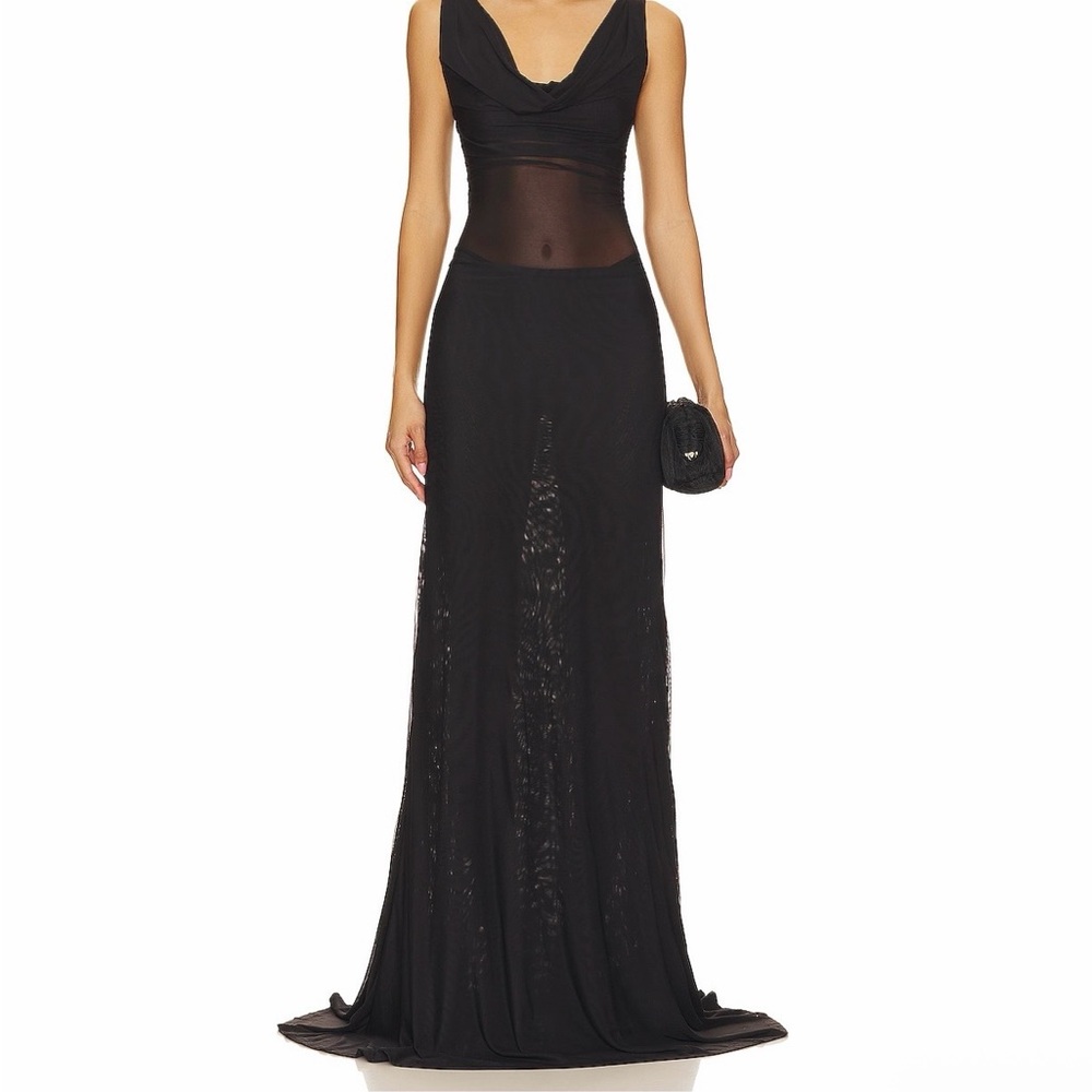 Elegant Black mesh Evening Gown